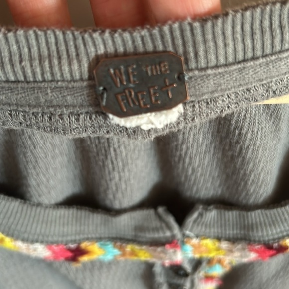 We The Free Gray Cotton Blend Rainbow Thermal Henley Top Size Small - Picture 5 of 13